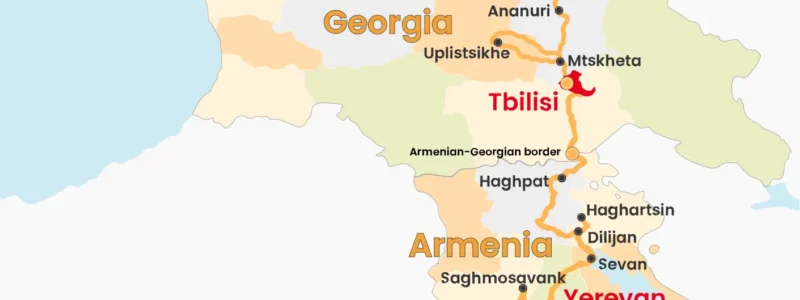 Map - Armenia & Georgia. Highlights of the Caucasus Armenia & Georgia tour with Orange Travel. Highlights of the Caucasus only with Orange Travel.